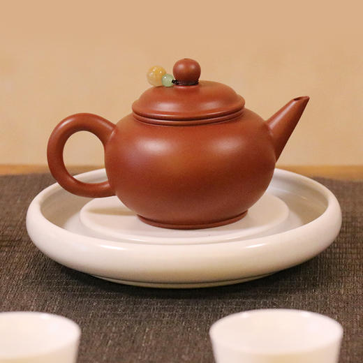 手工紫砂壶 宜兴 串珠水平壶 朱泥 180ML 商品图2