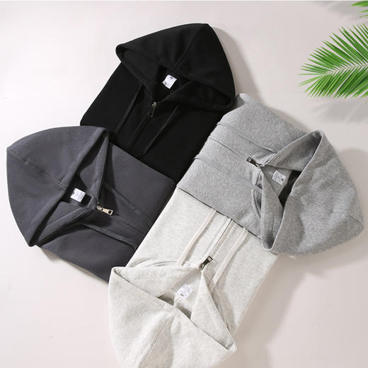 纤束马加绒男女同款拉链华棉连帽卫衣 商品图5