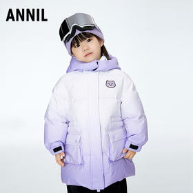 ☆【实体店同款】女童渐变防风防水防油80%鹅绒中长款羽绒服收腰派克服版型2023年冬季新款安奈儿童装XG345642