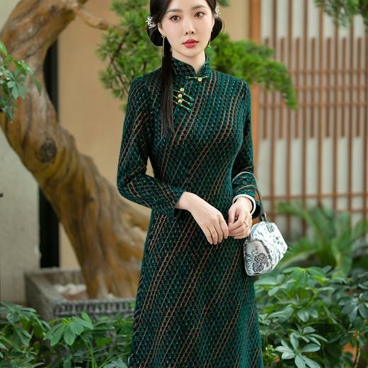 时尚显瘦，新款旗袍冬款加厚水貂绒长款复古高档连衣裙SYG-738 商品图3