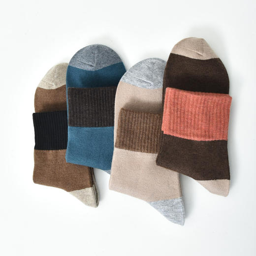 洁丽雅4双装中筒男袜美丽奴羊毛中筒男袜耐磨防寒保暖袜子男 商品图2