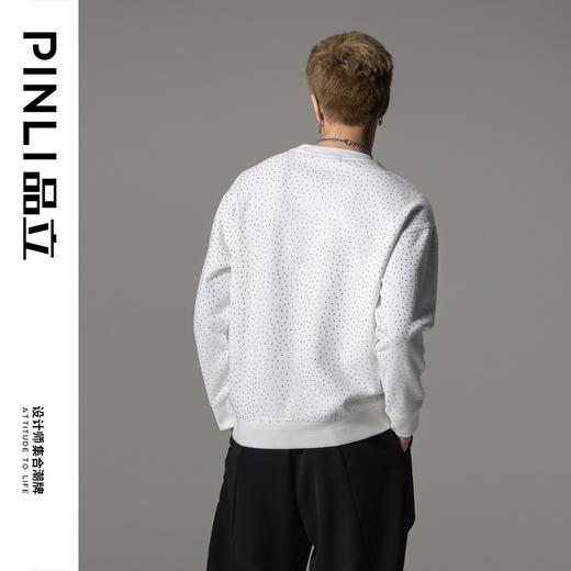 PINLI品立秋季新款男士休闲圆领烫钻套头卫衣上衣BG233109038 商品图1