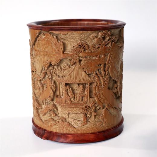 醉翁亭记°竹雕笔筒14.5*16.5cm 商品图0