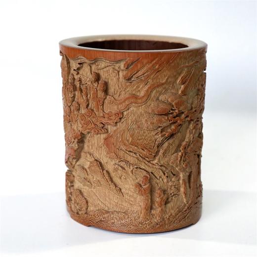 庆寿图(周穆王参拜王母)°竹雕笔筒13*15cm 商品图1