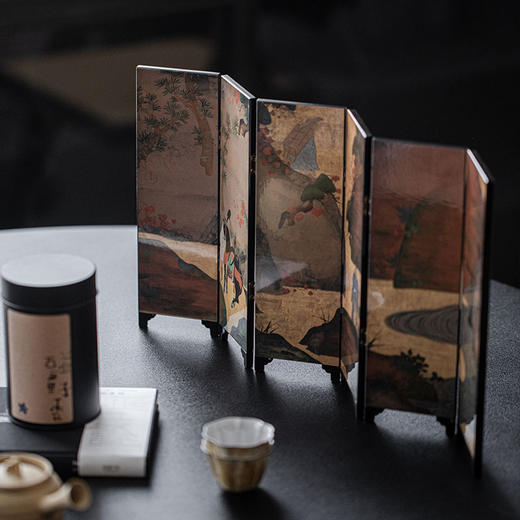 束刻/木质双面小屏风道茶席空间小摆件双面设计工艺品手工多功能精致茶室 商品图1