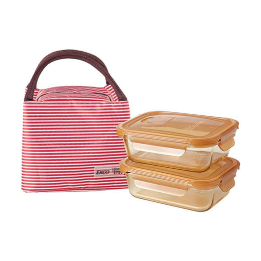 康宁玻璃饭盒玻璃保鲜盒便携饭盒 琥珀色保鲜盒640ML两件组 商品图4