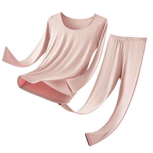 洁丽雅圆领女士保暖套装轻薄保暖锁温修身亲肤保暖内衣女秋衣秋裤 商品图6