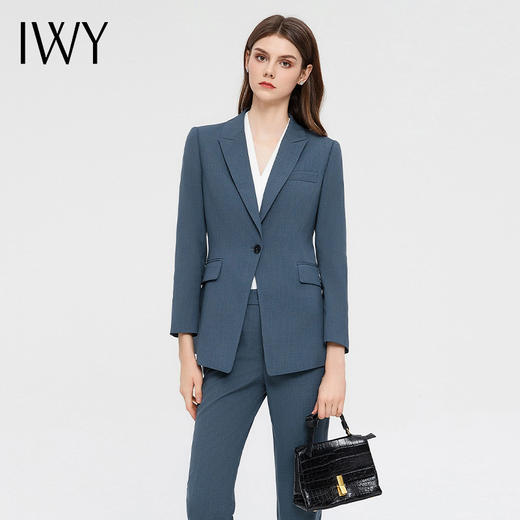 IWY/气质雾霾蓝西装套装女时尚干练总裁正装秋冬长袖商务工作服C13318+P13318 商品图3