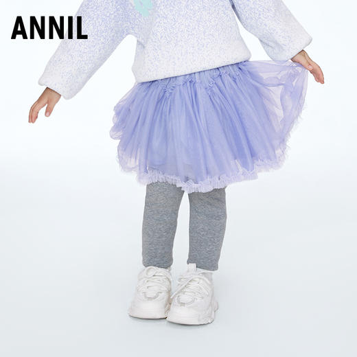 ☆【实体店同款】女童假两件加厚加绒全腰针织裙裤2023年冬季新款安奈儿童装XG346804 商品图1