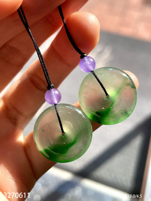 玻璃种飘翠平安扣一对【3270611】具体价格微信咨询 商品图3