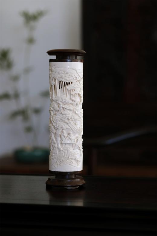 琴棋书画°猛犸牙雕香筒6.5*22cm 商品图6