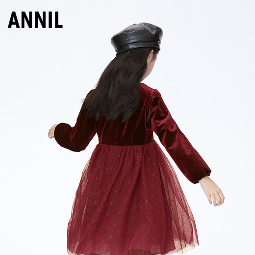 【实体店同款】女童华丽丝绒长袖礼裙安奈儿童装AG343785 商品图3