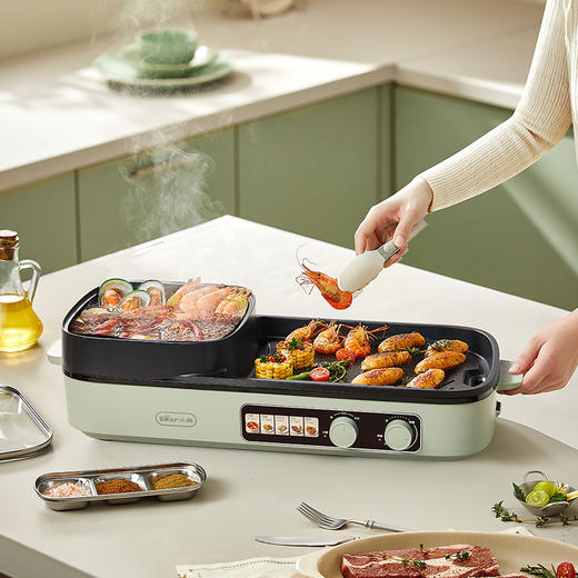 【小程序】小熊(Bear)烤涮一体两用锅烤肉锅电烤炉烧烤烤盘家用烤肉盘多功能多用途电火锅电烤炉DKL-E20V1 商品图10