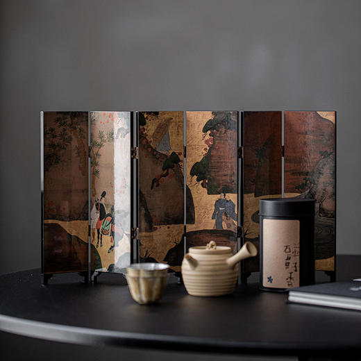 束刻/木质双面小屏风道茶席空间小摆件双面设计工艺品手工多功能精致茶室 商品图3