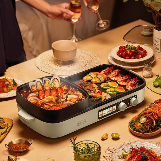 【小程序】小熊(Bear)烤涮一体两用锅烤肉锅电烤炉烧烤烤盘家用烤肉盘多功能多用途电火锅电烤炉DKL-E20V1 商品图7