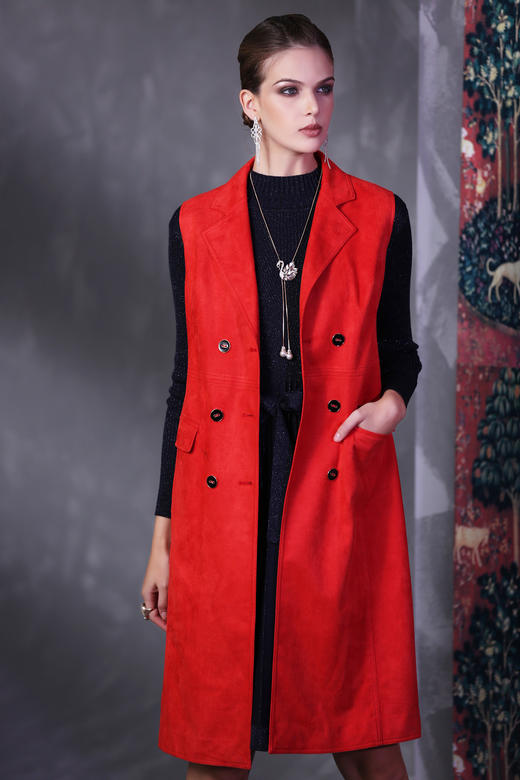 【伯妮斯茵】鹿皮绒合身无弹翻领风衣--仕女与独角兽的乌托邦--《因汉而生--哥特》3D6243 商品图8