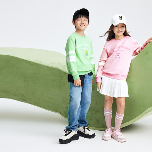 男童女童卫衣春新款圆领长袖运动休闲时尚拼接上衣安奈儿童装EM411013 商品图4