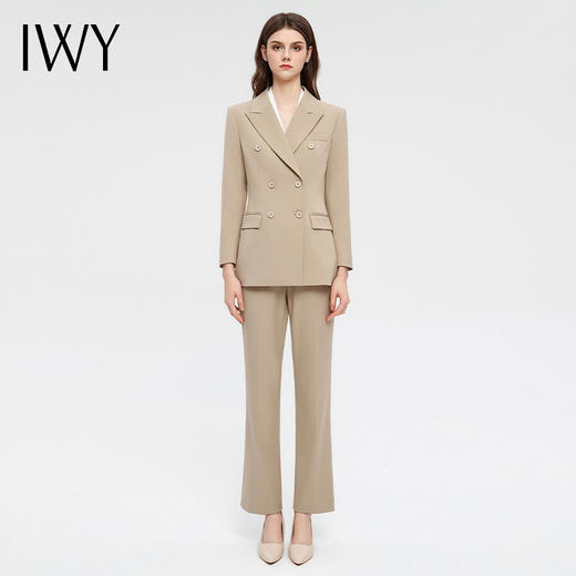 IWY/卡其色西装套装女英伦风主持人正装气质白领职业装教资正装C13317+P33317 商品图0