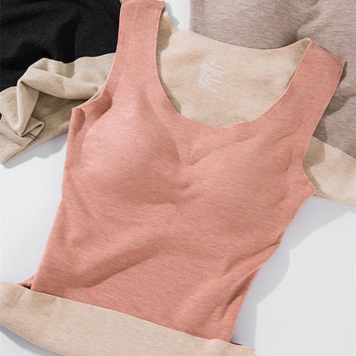 羊绒桑蚕丝柔轻暖羊绒胸垫一体式无缝打底保暖背心内衣 商品图4