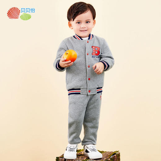 贝贝怡秋冬装男孩儿童休闲运动韩版棒球服长袖外套套装213T2339 商品图0
