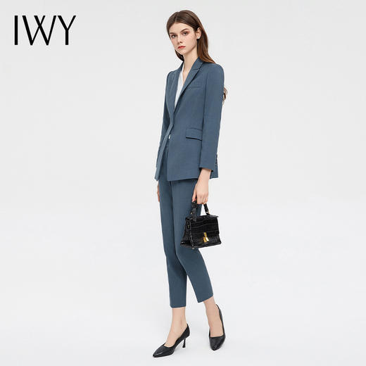 IWY/气质雾霾蓝西装套装女时尚干练总裁正装秋冬长袖商务工作服C13318+P13318 商品图2