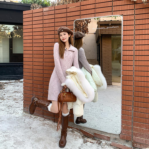 <曾小咸推荐>【嗲精学妹】紫色Polo领连衣裙 商品图1