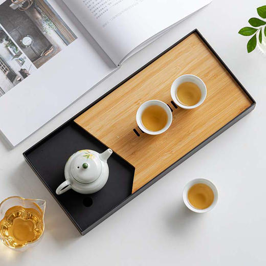 无闻 长方形竹制觅何竹盘禅意干泡盘储水式茶水托盘家用客厅泡茶盘 商品图10