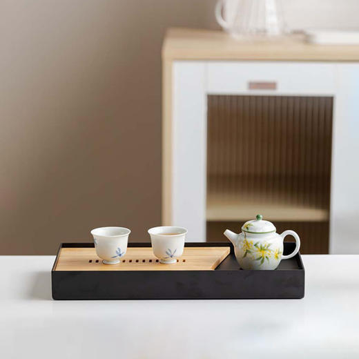 无闻 长方形竹制觅何竹盘禅意干泡盘储水式茶水托盘家用客厅泡茶盘 商品图8