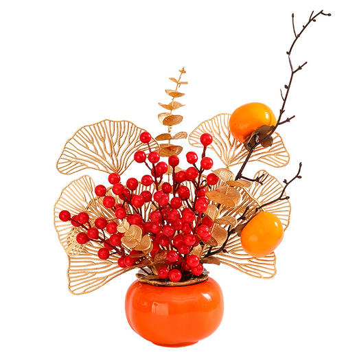 【柿柿如意❗️马年限定装饰摆件】柿子罐盆栽 装饰柿子陶瓷罐摆件 新居新房搬家仪式布置用礼品乔迁之喜新年礼盒年货礼盒 商品图4