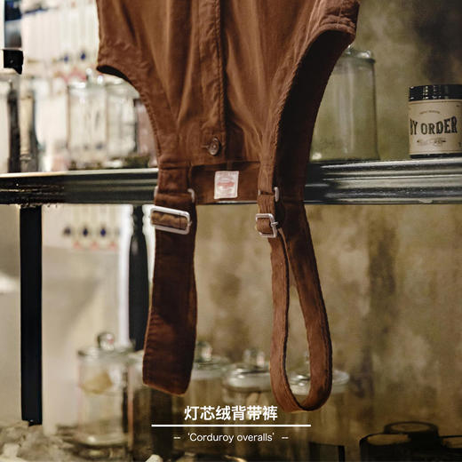 工装优选 美式复古灯芯绒背带裤阿美咔叽宽松直筒吊带连体裤男秋冬 商品图2