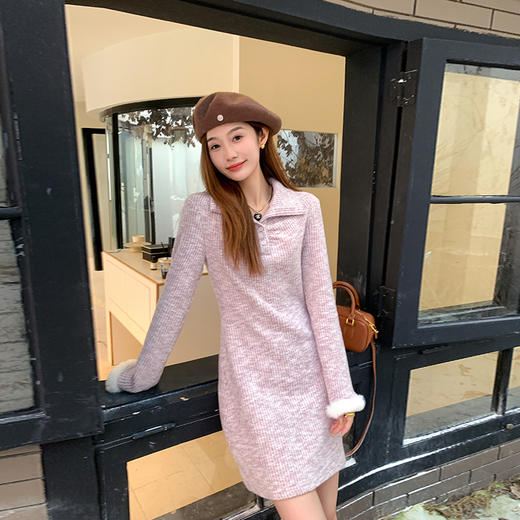 <曾小咸推荐>【嗲精学妹】紫色Polo领连衣裙 商品图2