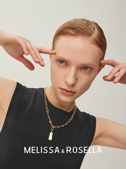 双层可拆卸天然珍珠圆牌项链 商品图3