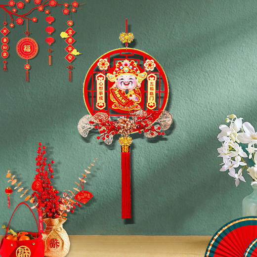 【祥蛇送福❗️年国潮摇头财】电动立体 中国结圆形 新年挂件 客厅绒面亚克力春节挂饰蛇年特价 商品图1