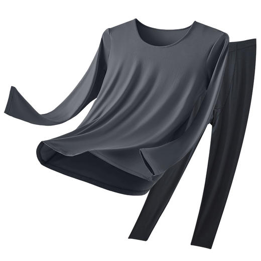 洁丽雅圆领男士保暖套装轻薄保暖锁温修身亲肤保暖内衣男秋衣秋裤 商品图8