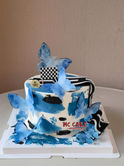 蓝色蝴蝶/赛车跑道公路艺术蛋糕 商品图0