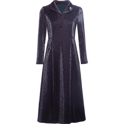 长款高腰打底裙，秋冬中年妈妈时尚加绒加厚长袖连衣裙过膝QYM-KED-H1513 -Y 商品图4