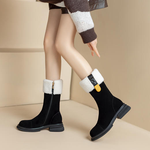 舒适保暖，厚底加绒毛毛鞋马丁靴XWJ-X180-16 商品图0