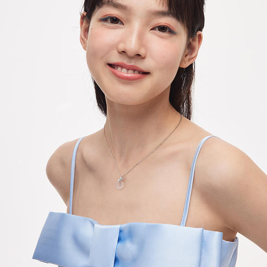 KADER卡蒂罗 闪钻玉石蝶项链 S925银吊坠 气质百搭锁骨链 女款项链 银白色 送女生送礼物 商品图3