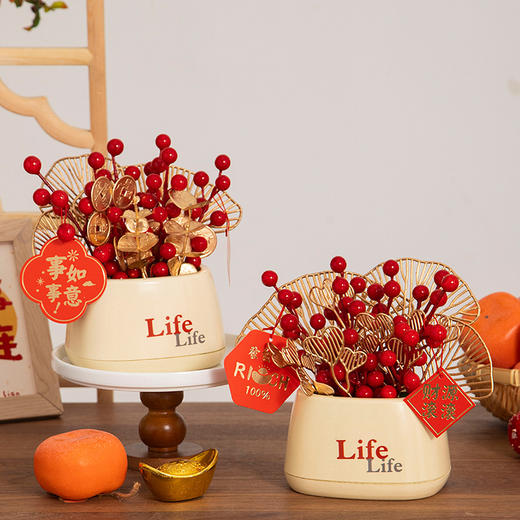 【喜迎新年❗️招财纳福花瓶套装】氛围感新年发财果福桶招财摆件年宵花客厅室内装饰品乔迁之喜开业礼物新年礼盒年货礼盒 商品图3