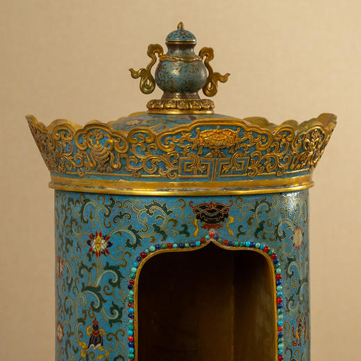 清 铜胎掐丝珐琅八吉祥毗卢顶圆形佛龛 商品图2