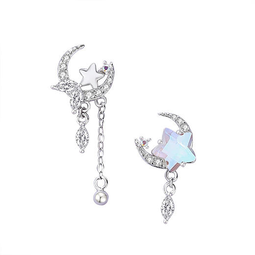 【月伴星辰】S925银月光石不对称流苏耳饰【JHY-E000619B】 商品图4