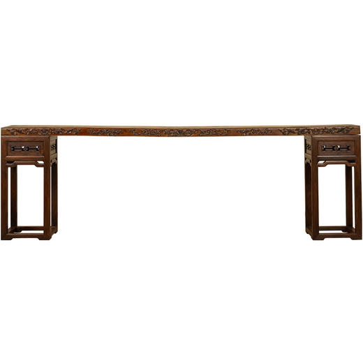 清光绪 瘿木嵌紫檀竹梅双清一块玉架几案 商品图5