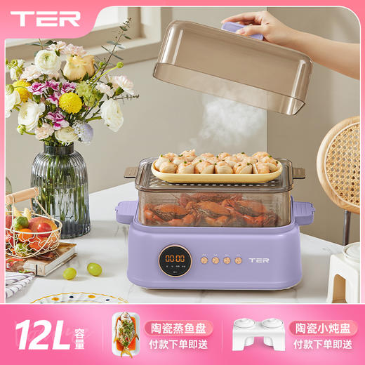 TER电蒸锅分区控制多功能家用大容量蒸炖锅蒸炖一体全自动蒸汽锅 商品图4