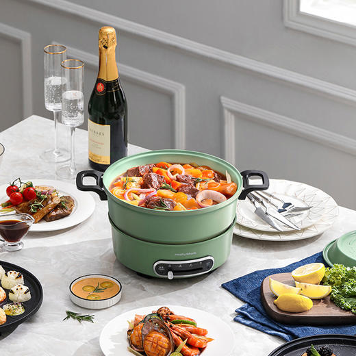 【摩飞多功能料理锅MR9087】家用分体式鸳鸯火锅涮煮烤焖炒电煮锅轻煮锅 商品图1