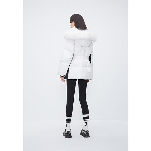 NEELLY纳俪商场同款黑白撞色工装羽绒服女真貉子毛领保暖抗寒外套N23121L01216 商品图3