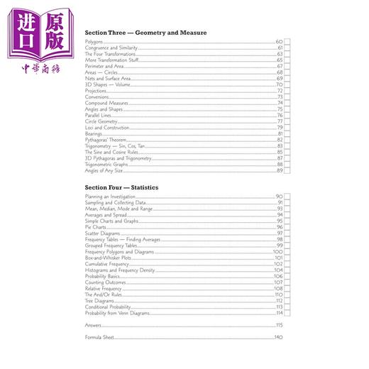 【中商原版】英国原版CGP教辅 WJEC GCSE 数学考试练习手册更高 含答案​​ WJEC GCSE Maths Exam Practice Workbook Higher 商品图2