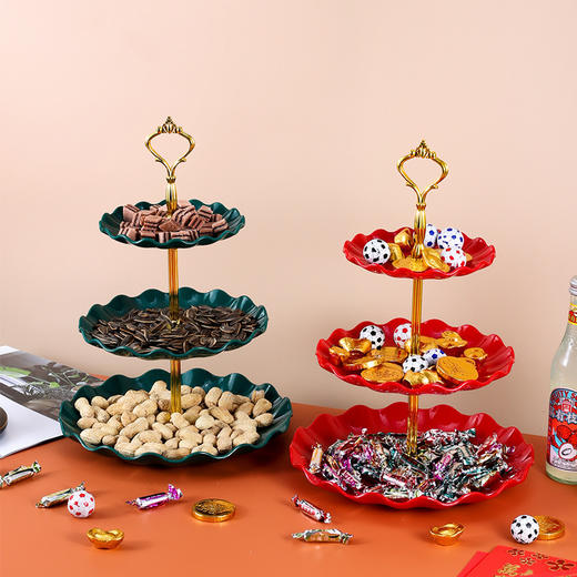 【北欧轻奢风❗️三层创意果盘】轻奢三层水果盘家用糖果盘多层果盘零食蛋糕盘客厅婚礼节日甜品架新年礼盒年货礼盒 商品图3