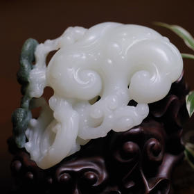 和田玉（白玉）摆件--灵芝如意226.52g