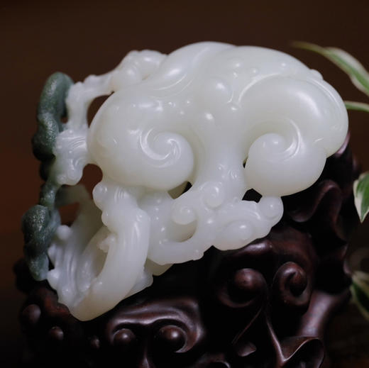 和田玉（白玉）摆件--灵芝如意226.52g 商品图0