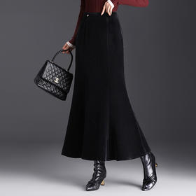 纯色简约，时髦优雅洋气包臀鱼尾裙秋冬款长款修身气质半身裙MYX-28132